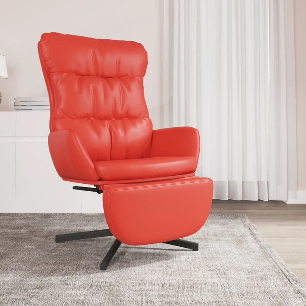 Vidaxl Relaxačné kreslo s podnožkou červené umelá koža